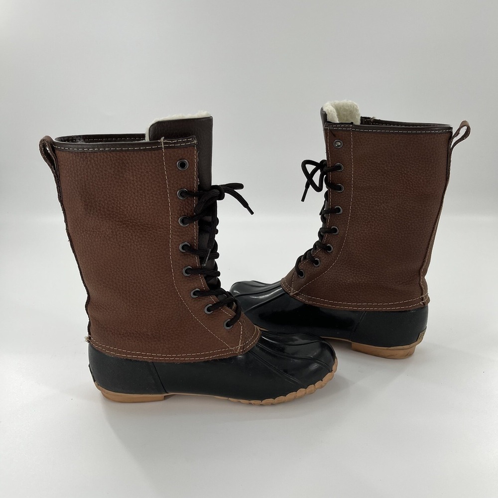Sporto Daphne Leather Snow Duck Boot Womens 6 Black Mid Calf Black Winter‎ Laces - Picture 10 of 12